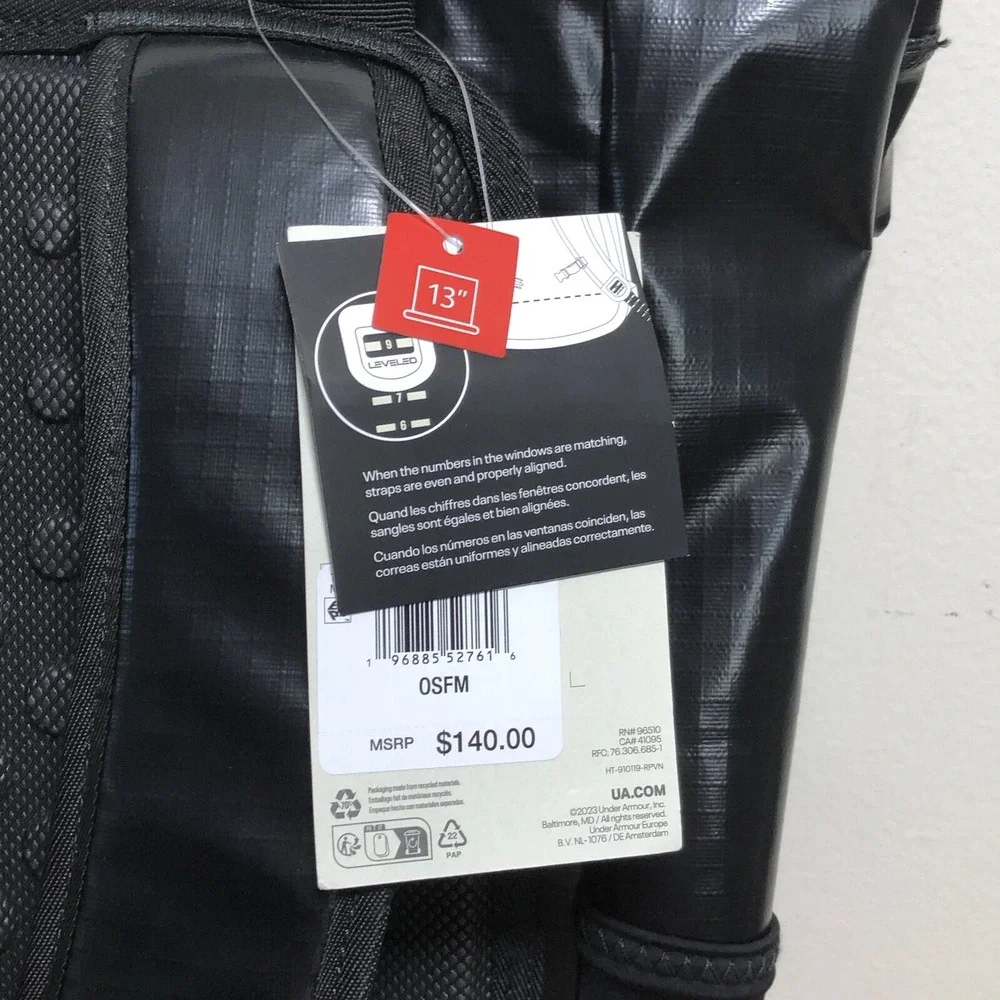 New Under Armour UA Summit Backpack Storm Waterproof Black Sz Large